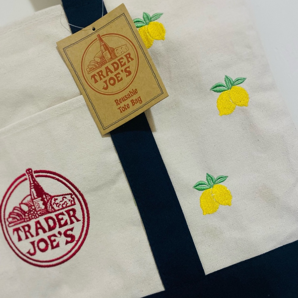 Embroidered Trader Joe’s Canvas Tote | Boho Reusable Market Bag | Gift Idea - Picture 3 of 10